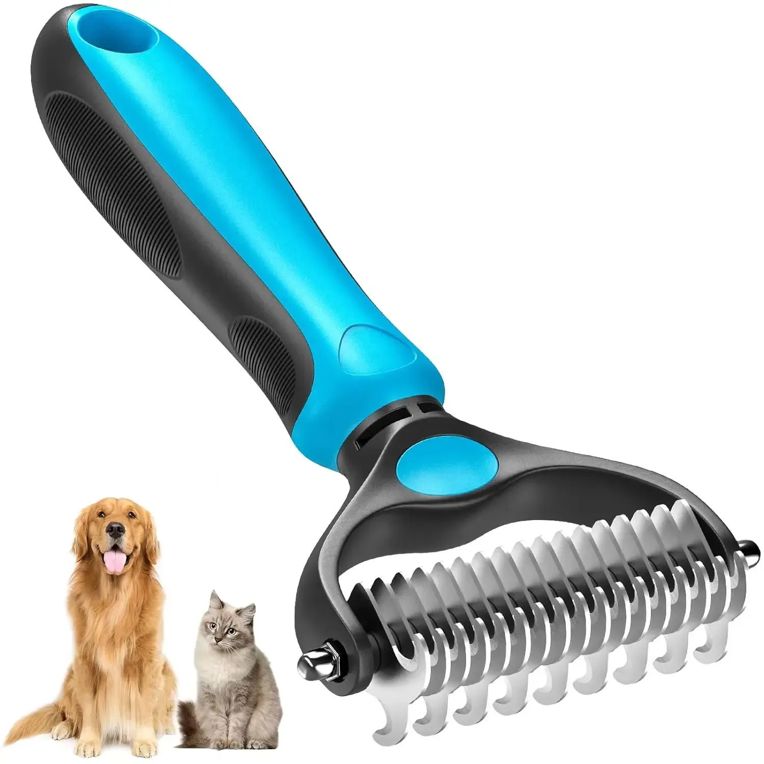 ✨Double Sided Hurtless Shedding and Dematting Undercoat Rake Comb for Dogs and Cats🐱🐶